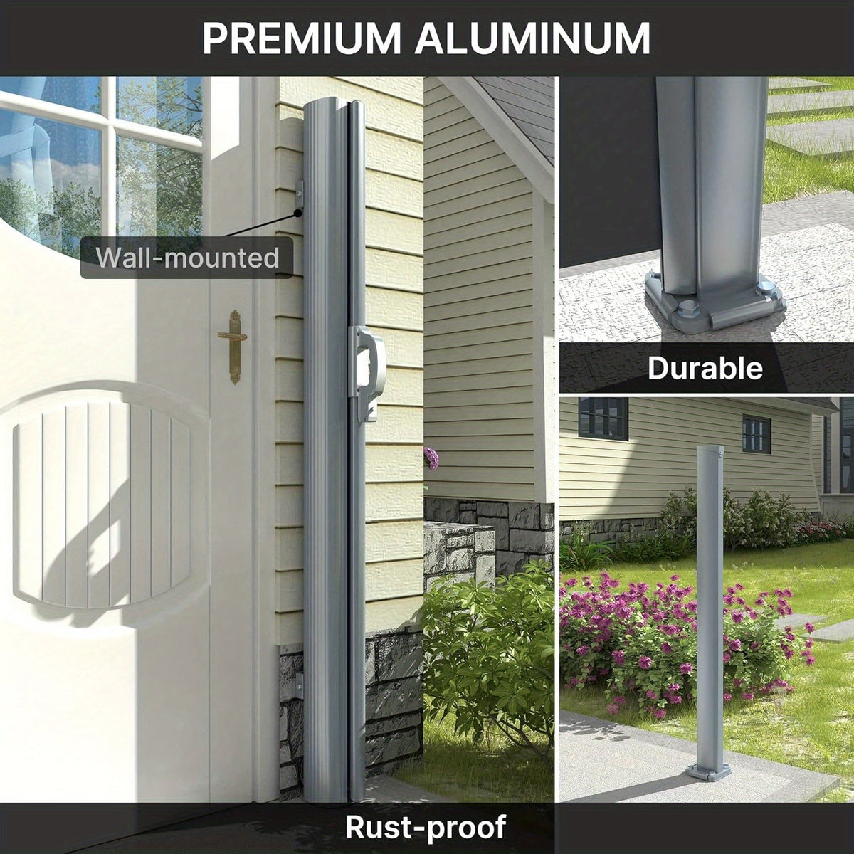 Retractable Side Awning Patio Privacy Divider 118"/236" x 71" Water & UV Resistant 280g/m² PU Polyester Aluminum Frame for Garden Backyard Balcony Terrace & Office – Space-Saving Folding Wind Screen