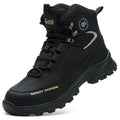 Men's Steel Toe Work Boots, Heavy Duty, All-Terrain Rubber Sole, Cushioned Insole, Arch Support, Four-Season Construction, Industrial, Farm, and Outdoor Boots, Black/Army Green, US Sizes 6-11