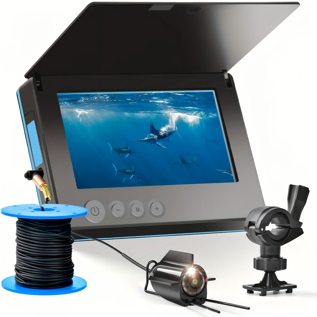Fish Finder with HD Underwater Camera, 4.3-Inch Screen, 140-Degree Wide-Angle Lens, Fish-Attracting Light, Portable Fishing Viewing Set for Ice, Lake, and River Fishing