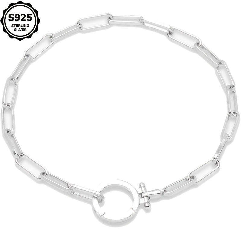 925 Sterling Silver Parker Link Bracelet for Women - Paperclip Chain Iconic Buckle Elegant Luxury Boho Bracelet Gift for Wife Mom Friend - Valentine's Day Christmas Birthday