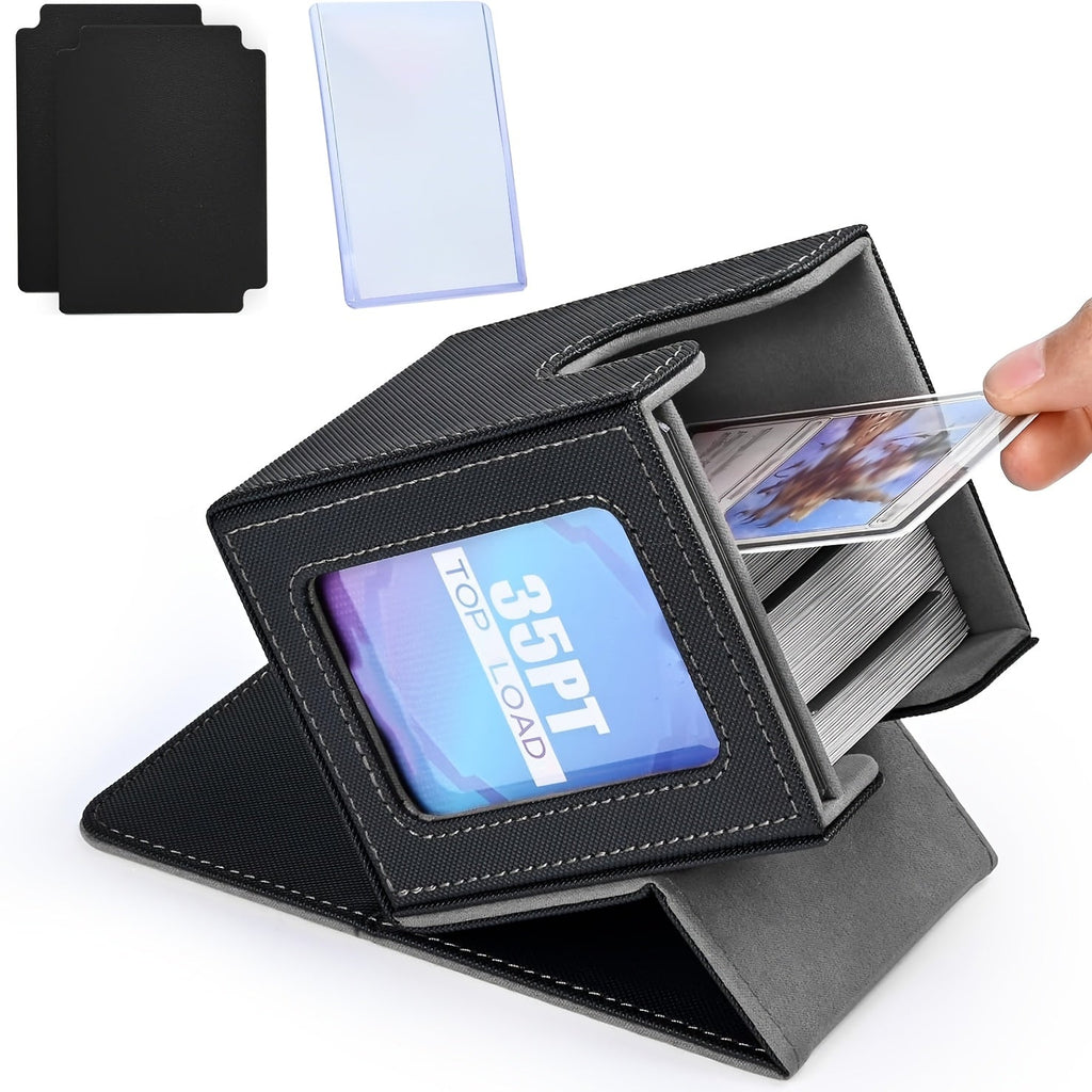 TCG Deck Box for 100+ Double-Sleeved Cards, Commander Display Card Storage Case with 2 Dividers, Top-Sleeve Compatible with MTG Magic the Gathering, Pokemon, Yu-Gi-Oh Trading Card Games - Black, Gray, Blue, Purple, Green
