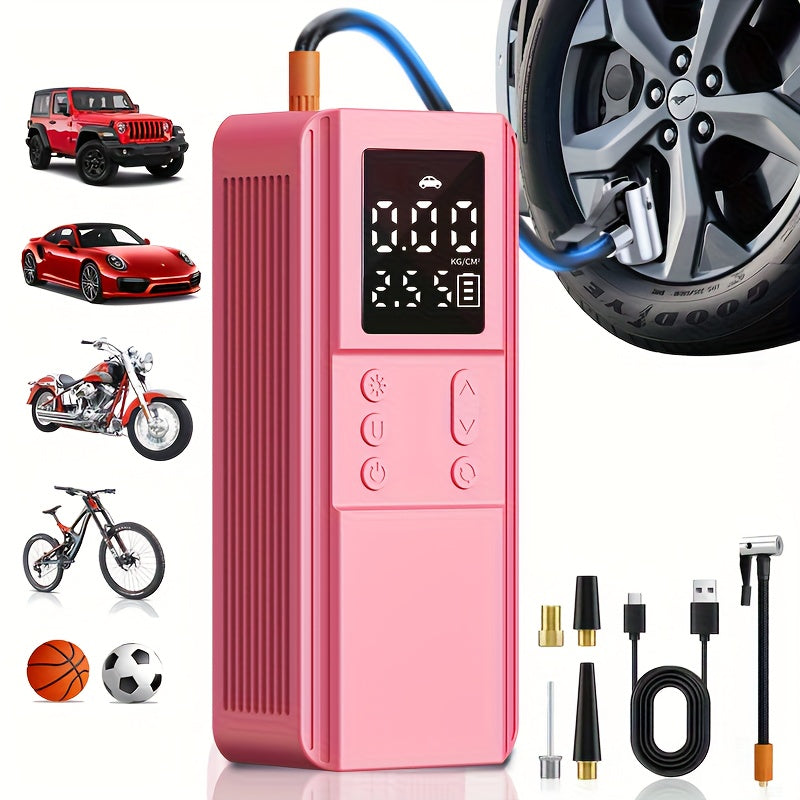 Portable Tire Inflator Air Compressor Pump for Car Tires, Bicycles, Motorcycles & Balls, Digital Pressure Gauge, Auto Shut-Off, USB & Cigarette Lighter Versions Available