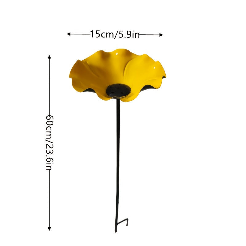 Metal Flower Bird Bath for Garden - Decorative Floral Bird Bath and Pollinating Insect Watering Station for Flower Beds, Lawn Edges, Garden Borders and Planters, Outdoor Garden Decor in 4 Colors