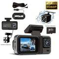 3-Channel Dash Cam Front, Rear & Inside 1080P+1080P+1440P – Free 64GB SD Card, Super Night Vision, Loop Recording, G-Sensor, Motion Detection & 24-Hour Parking Mode