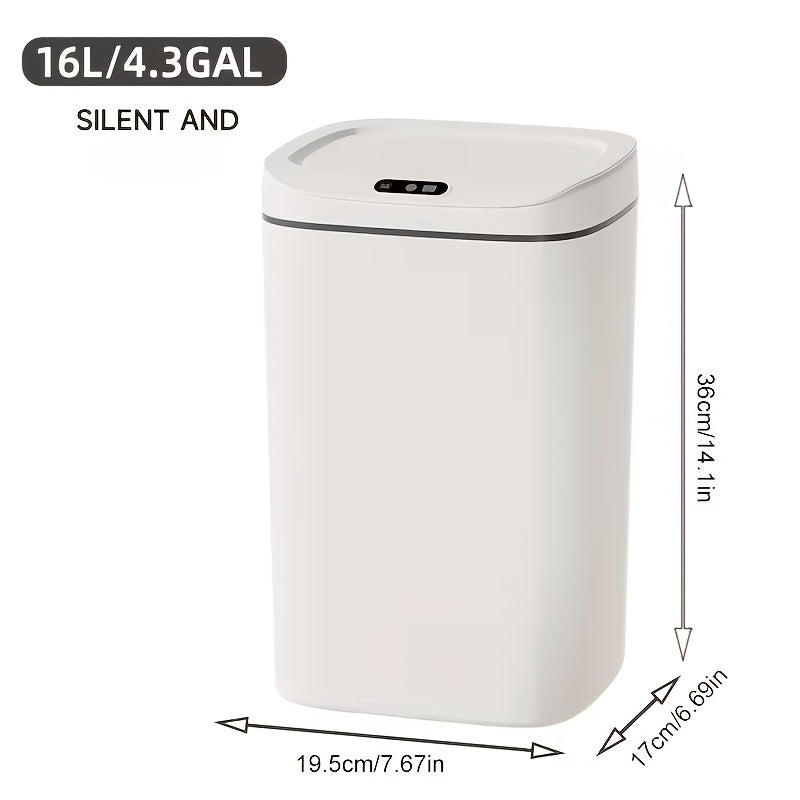 Inductive Smart Trash Can with Sealed Lid and Odor-Proof Technology, Touch Control Switch, Hands-Free Automatic Sensor Waste Bin, Easy-to-Clean for Office, Bathroom, Bedroom, and Kitchen