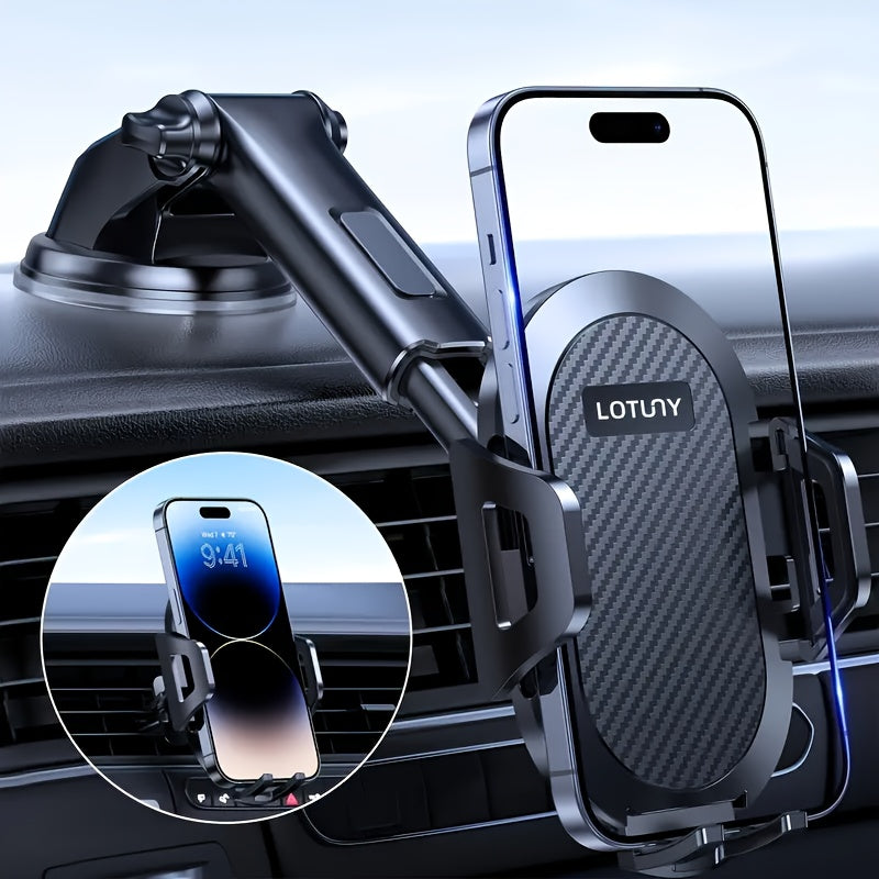 3-in-1 Car Phone Holder: Suction Cup & Air Vent Mount | 360° Rotation, 6.5"-8.5" Telescopic Arm, 60lb Nano-Gel Suction, Scratch-Proof – Universal Fit for iPhone, Samsung, Google & All 4"-7.2" Phones