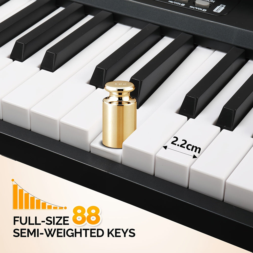 Glarry 88-Key Foldable Portable Electric Piano Keyboard – Full-Weighted Keys, 1000 Timbres & Rhythms, 150 Demo Songs, Metronome, Sustain Pedal & 420D Carry Bag Included, for Beginners & Musicians, White or Black – Nova Mart