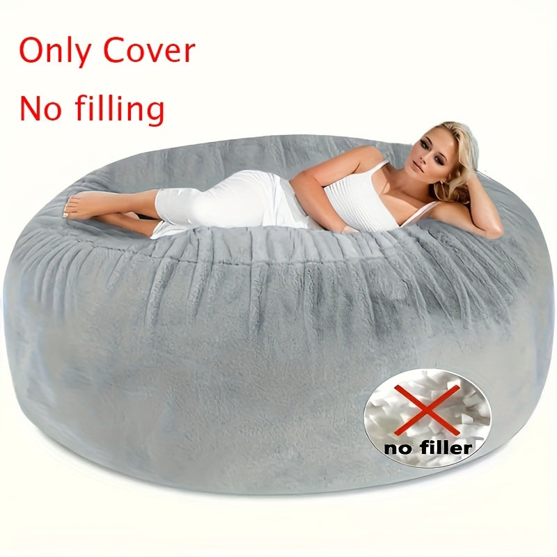 Large Round Bean Bag Chair Cover - Soft & Fluffy Lazy Sofa Bed Cover, Cover Only (No Filling) - Light Grey, Black, Blue & Charcoal Grey
