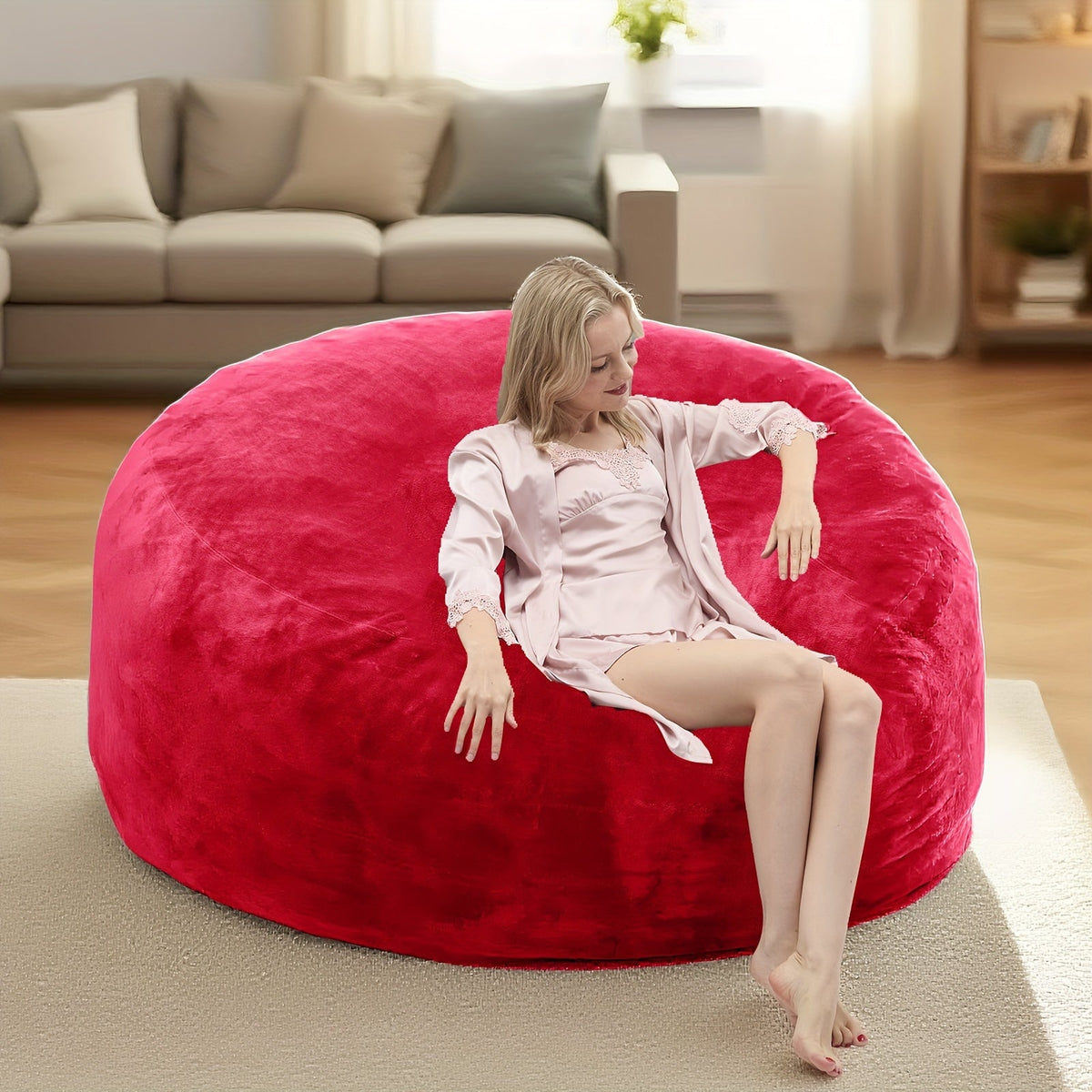 Giant Memory Foam Bean Bag Chair for Adults – Dutch Velvet Cover in 8 Colors & 3 Sizes (3ft 4ft 5ft) for Living Room Bedroom Lounge