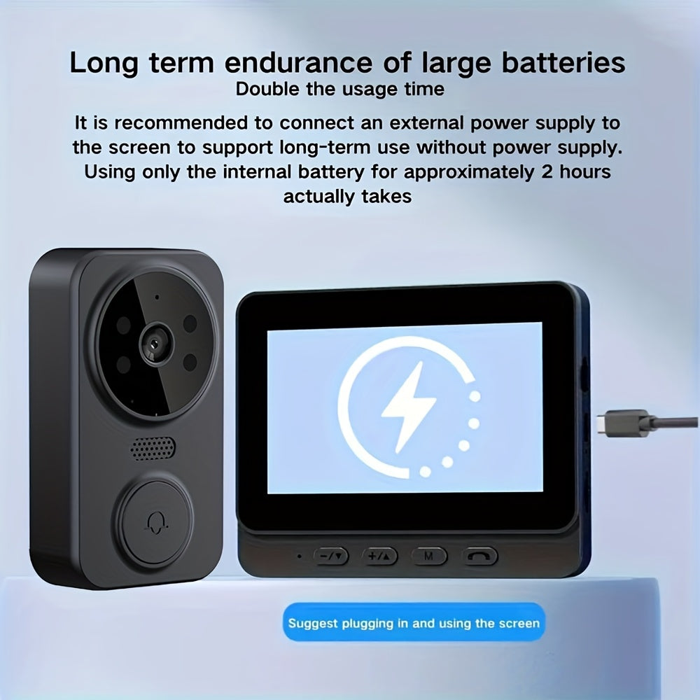 1080P Video Doorbell Camera with 4.3" IPS Display - No WiFi Needed, 120° Wide Angle, Night Vision, Two-Way Audio, SD Card Storage up to 256GB, Easy Wall Mount, Home Security Visual Doorbell