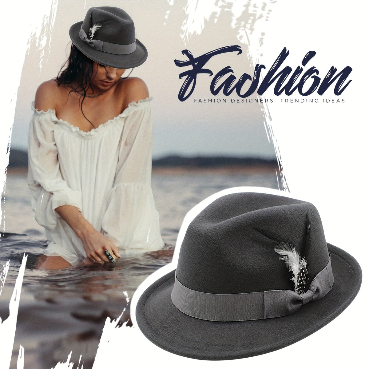 Short Brim Felt Fedora Hat for Men & Women – Classic Feather Panama Dress Hat in 7 Colors (Black, Brown, Navy, Red, Gray, Coffee), Unisex Jazz Cap for Formal, Casual, and Daily Wear