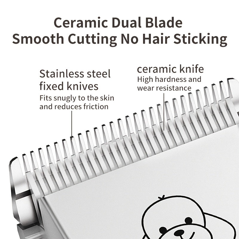 Rechargeable Cordless Pet Grooming Clippers with LED Display - Professional Wireless Dog Hair Trimmer, Detachable Blades, 4 Comb Guides, Low Noise, 3.6V USB Charging, for Dogs, Cats, and Small Animals