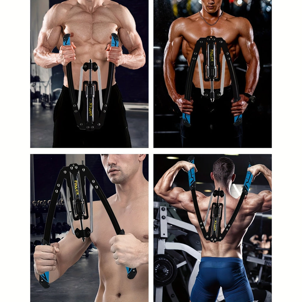 Hydraulic Arm Trainer – 22-440 lbs Adjustable Resistance, 20 Levels, Carbon Steel Foldable Home Gym Equipment for Chest, Shoulder, and Back Multi-Muscle Workout, Non-Slip Handle