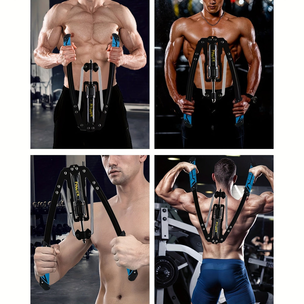 Hydraulic Arm Trainer – 22-440 lbs Adjustable Resistance, 20 Levels, Carbon Steel Foldable Home Gym Equipment for Chest, Shoulder, and Back Multi-Muscle Workout, Non-Slip Handle