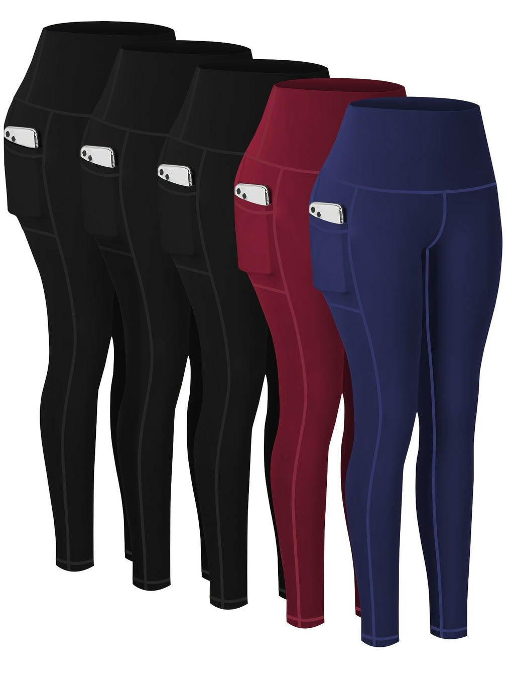 5-Piece Women's Printed Compression Yoga Pants – 7/8 Length Fitness Running Leggings with Leopard, Camo & Solid Patterns, High-Waist Athletic Tracksuit Bottoms for Gym Workout, S-XXL