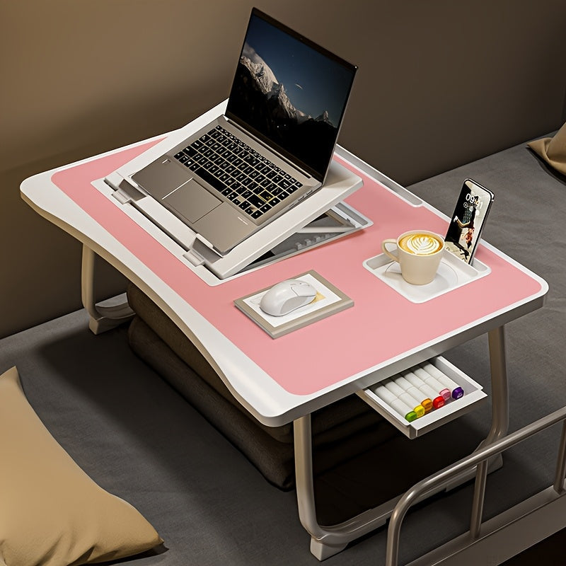 Foldable Laptop Desk for Bed & Couch with Cup Holder, Phone Holder, Drawer, and USB Port – Home Office Breakfast Tray Lap Desk for Working and Watching Movies – 6 Styles