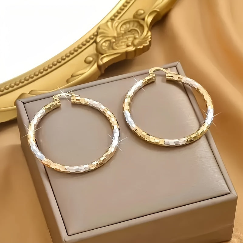 14K Gold Plated Earrings Set 4 Pairs for Women – Hoop, Stud, and Pendant Mix, Durable Circle Earrings for Daily Wear, Parties, and Year-Round Versatile Jewelry Gift