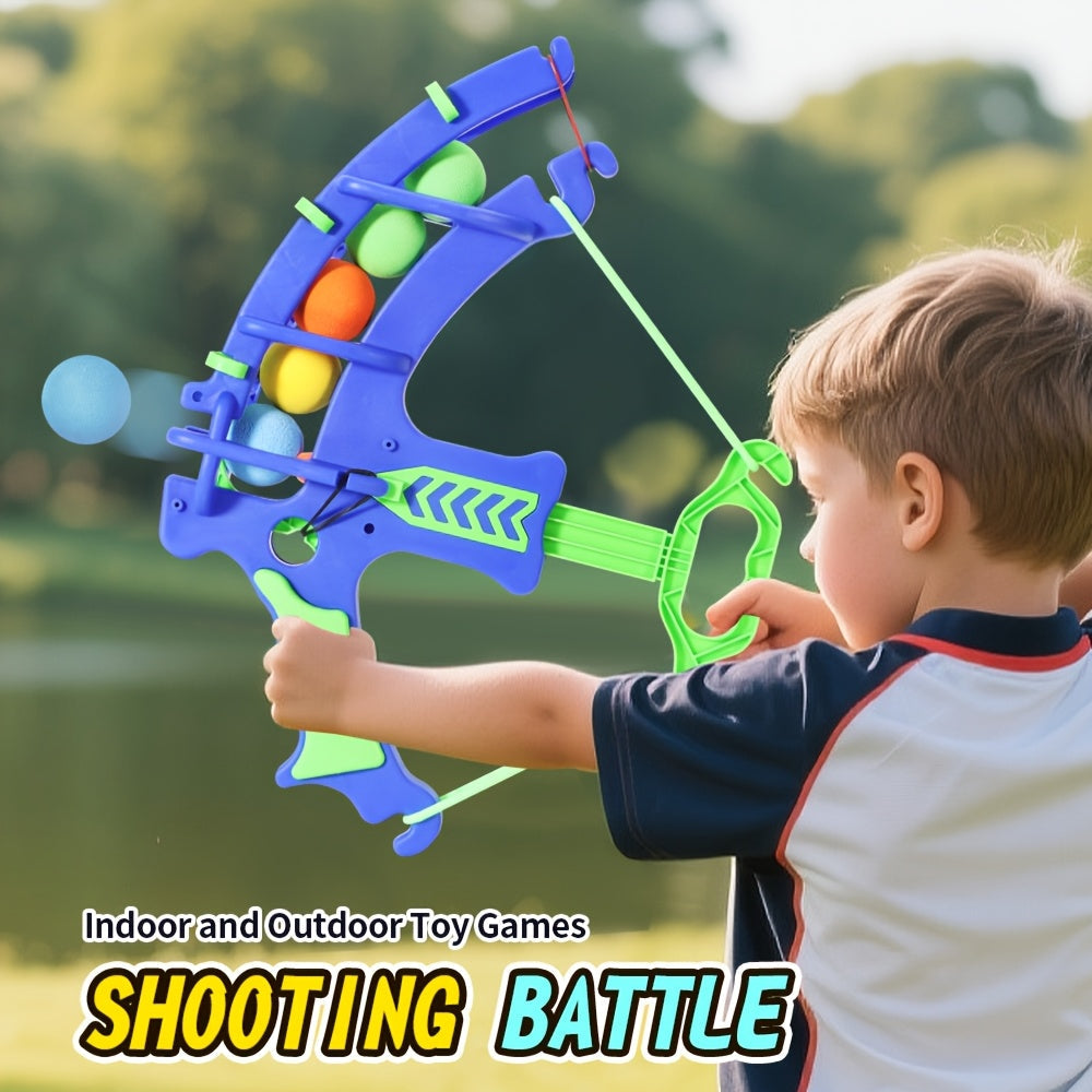Kids Soft Foam Ball Bow Launcher Toy Set with 5, 10, 15, or 20 EVA Balls, Safe Outdoor Indoor Active Play Competitive Shooting Game for Boys Girls Ages 3 and Up, Birthday Gift (Random Ball Colors)