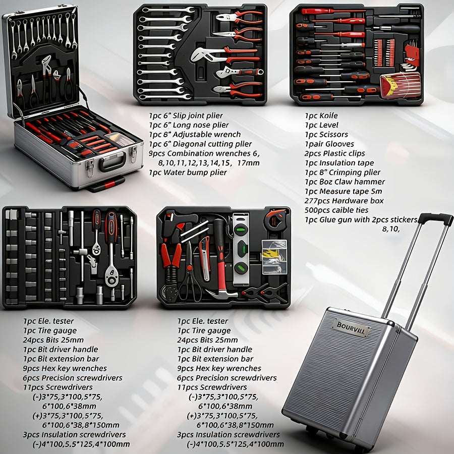 52-Piece Professional Tool Set with Portable Toolbox, Multi-Functional Home and Car Repair Kit for DIY Enthusiasts and Professionals, Gift for Men, Available in Red, Standard Black, and White