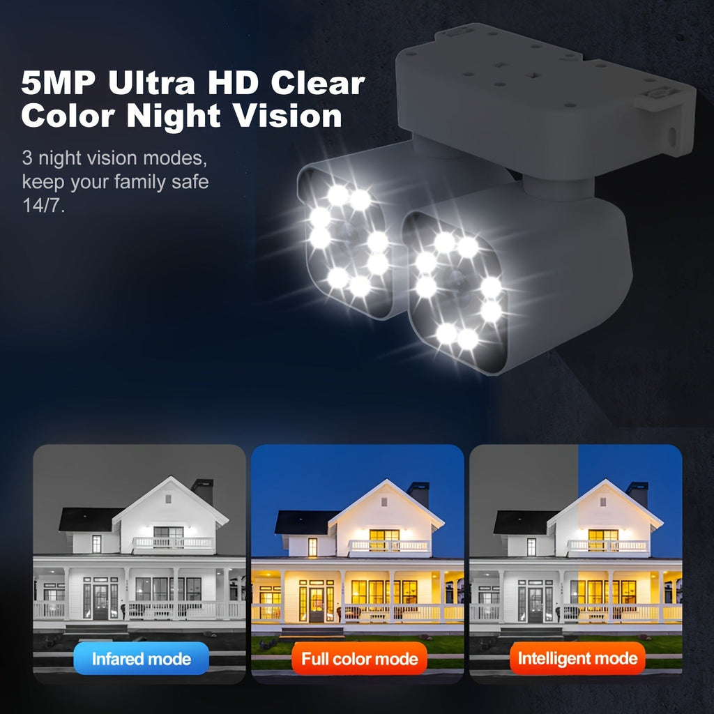 Dual Lens PTZ Security Camera Outdoor WiFi – 360° Pan Tilt Zoom 5MP, 10x Digital Zoom, Motion Detection, Two-Way Audio, Siren Alarm, Color Night Vision, App Control, Home Surveillance Camera