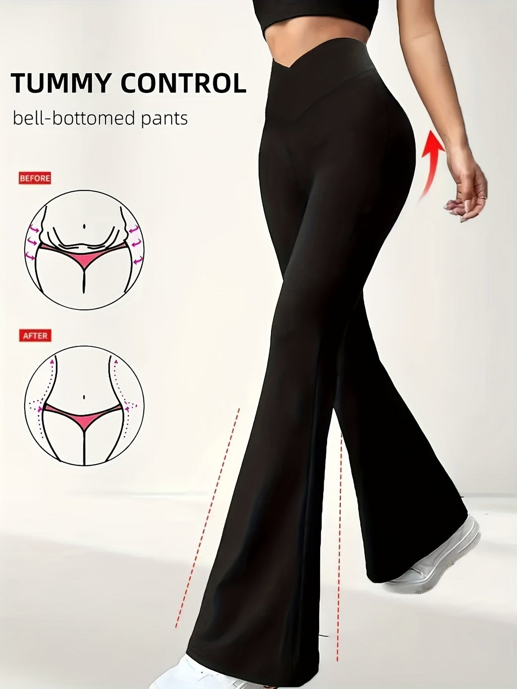 Women's Tummy Control Flare Pants High-Waisted Bell Bottoms Slimming Wide-Leg Yoga Pants Stretchy Fitted Bootcut Trousers S-XXL