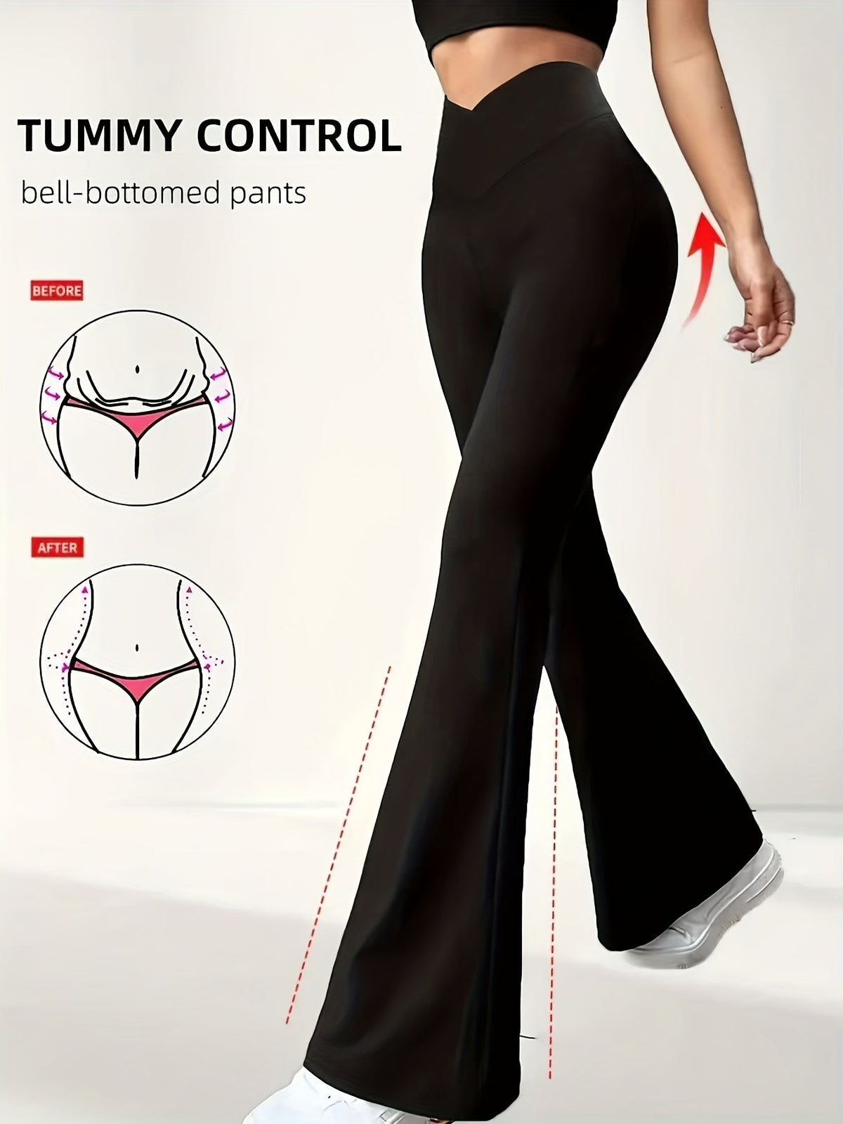 Women's Tummy Control Flare Pants High-Waisted Bell Bottoms Slimming Wide-Leg Yoga Pants Stretchy Fitted Bootcut Trousers S-XXL