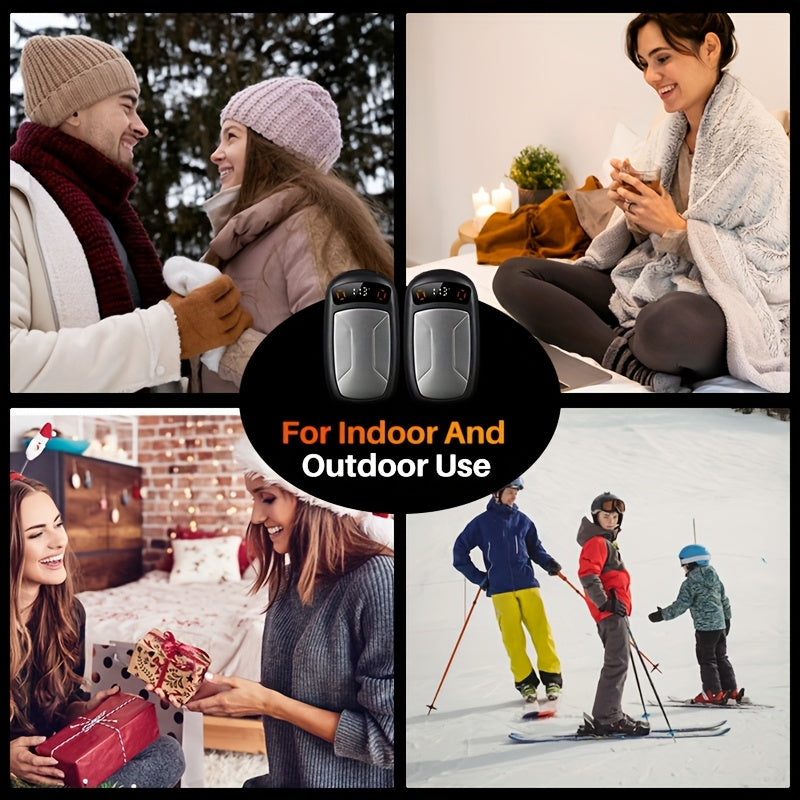 2-Pack Rechargeable Hand Warmers with COB Flashlight & Magnetic Base – 12Hr Heat, Portable Electric Pocket Warmer, Christmas Gift for Women Men Outdoor Winter