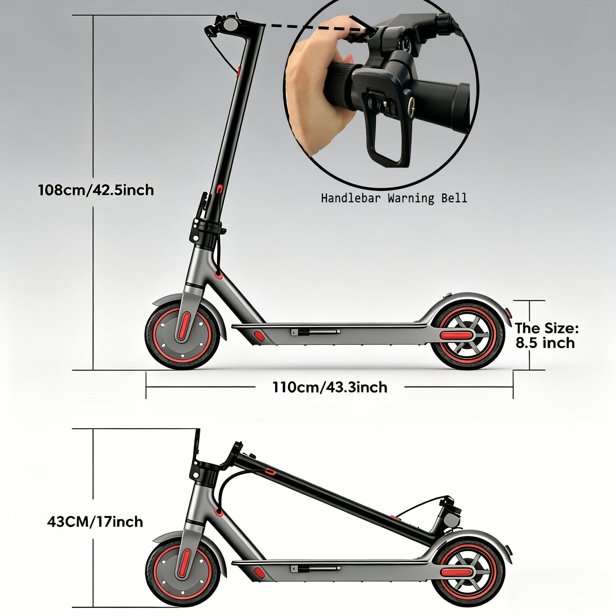 Electric Scooter for Adults, 350W/500W Motor Foldable E-Scooter, 19MPH Top Speed, 19-Mile Long Range, Anti-Skid Solid Tires, LCD Display, Dual Brake Commuting Scooter with LED Lights and Adjustable Speed