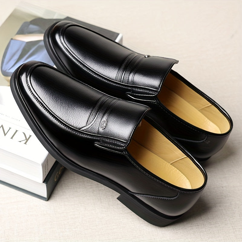 Men's Oxford Dress Shoes Formal Slip-On Business Loafers High-Quality Fashion Leather-Look Footwear for Men Extra Large Sizes US 7-13 Black