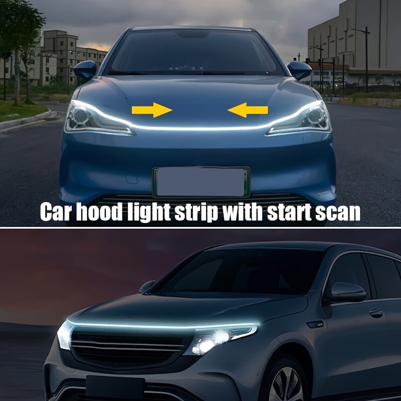 70-Inch LED Engine Bay Light Strip, White, High Brightness 2000-3000 Lumens, Auto Welcome Mode, Sequential Turn Signal Effect, 12V Hardwired for Cars and SUVs - Under-Hood Ambient Lighting