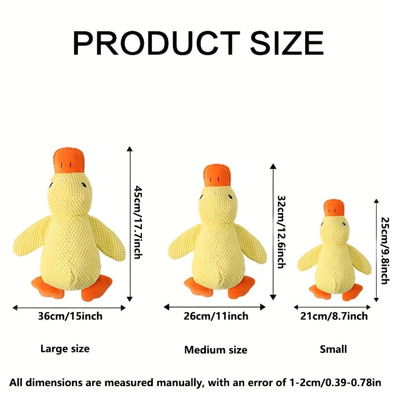 Plush Squeaky Duck Dog Toy - Durable Soft Chewable Noise-Making Stuffed Animal for Stress Relief, Anxiety & Boredom, Cute Gift for Small, Medium, and Large Dogs, S/M/L