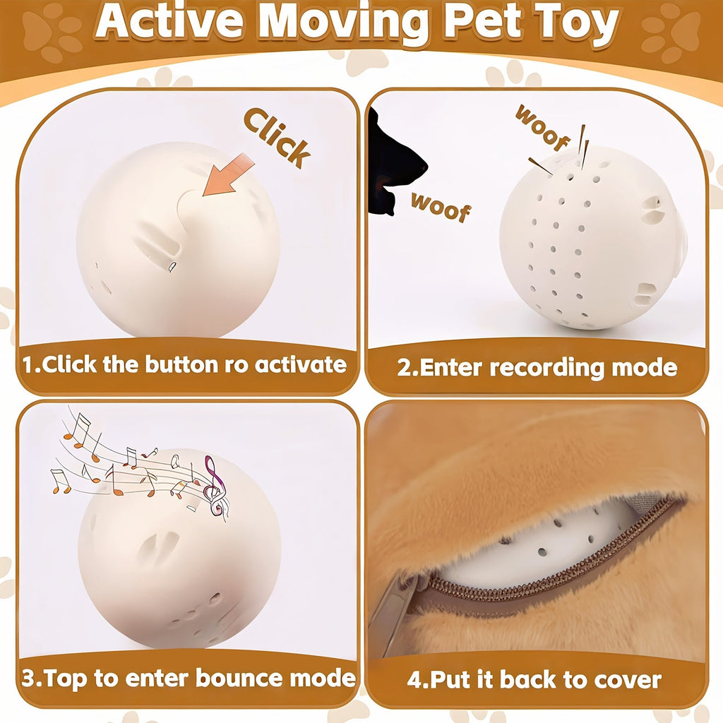 Smart Bouncing Dog Toy Ball with Recording & Music Mode – Rechargeable Interactive Pet Toy for Small, Medium, and Large Dogs, Washable Squeaky Jumping Ball, Keeps Dogs Busy