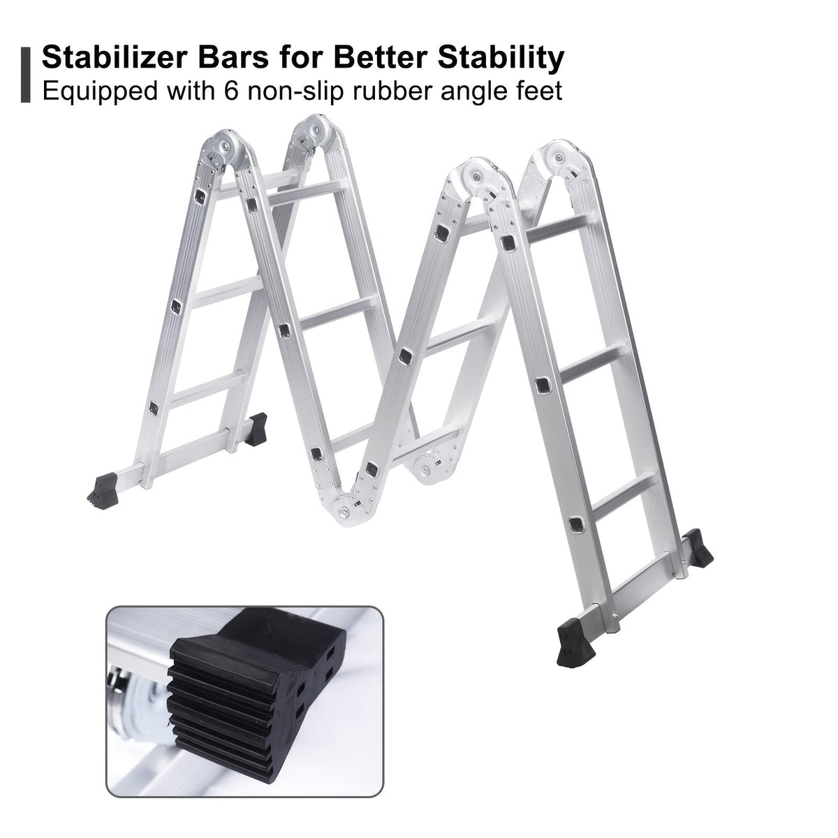 330lb 12.5ft 7-in-1 Multi-Purpose Aluminum Folding Extension Ladder – Foldable Lightweight Scaffold Step Ladder for Home, Garage, Construction & Outdoor Use