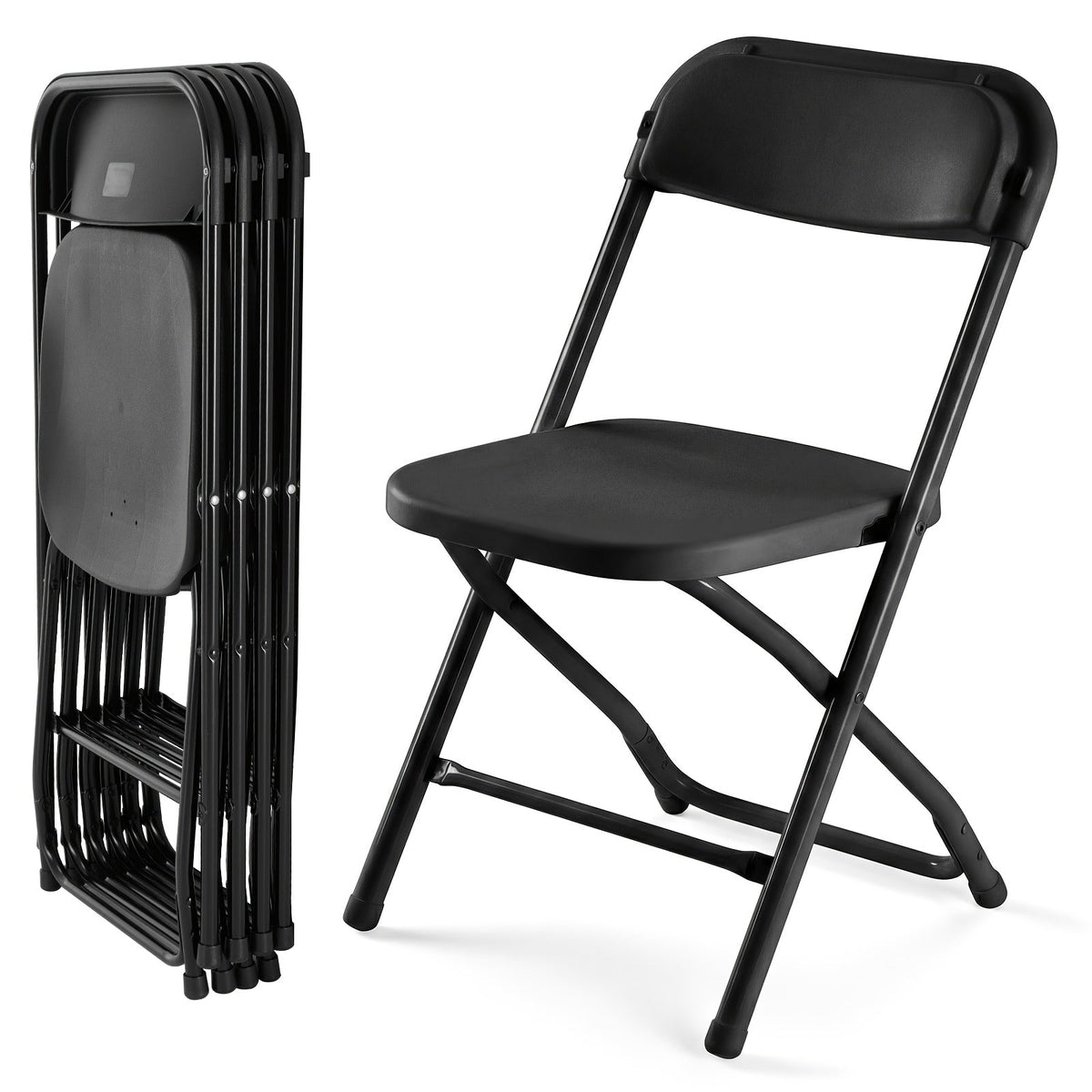 Plastic Folding Chair 330LB Heavy Duty – Lightweight Foldable Chairs for Office Indoor Outdoor Events in Black & White (Set of 4 / 6 / 10)