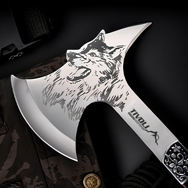 Camping Hatchet Viking Axe - High Carbon Steel, Full Tang, Nylon Sheath & Gift Box for Splitting Wood, Chopping, Hunting, Trekking & Outdoor Adventure