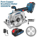 Brushless Circular Saw Kit 20V Battery Included, Multiple Blades, Adjustable Cutting Depth & Bevel Angle, Cordless Power Saw for Woodworking DIY Projects, Lightweight Compact Design