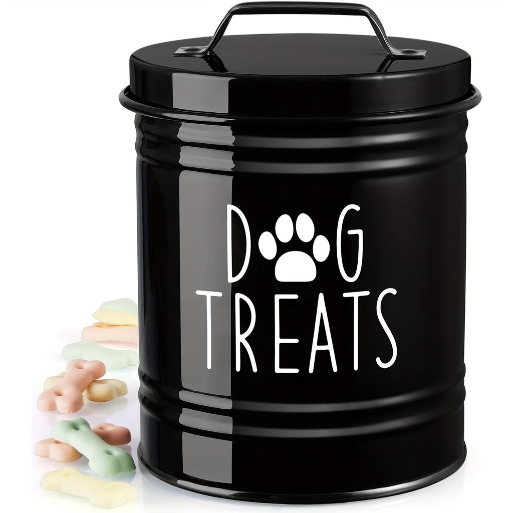 Pet Food Storage Container with Lid - Moisture-Proof Metal Dog Food Bucket, Country Farmhouse Style Airtight Dry Food Keeper for Dogs and Cats, Black/White Kitchen Pet Organizer Gift