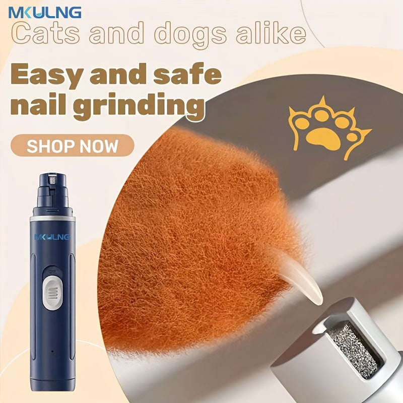Quiet Electric Dog Nail Grinder USB Rechargeable – 2-Speed Painless Pet Nail Trimmer with Polishing & Smoothing Head for Large, Medium, and Small Dogs, Low-Noise Cordless Claw Care Tool, Black, Blue, Green, White