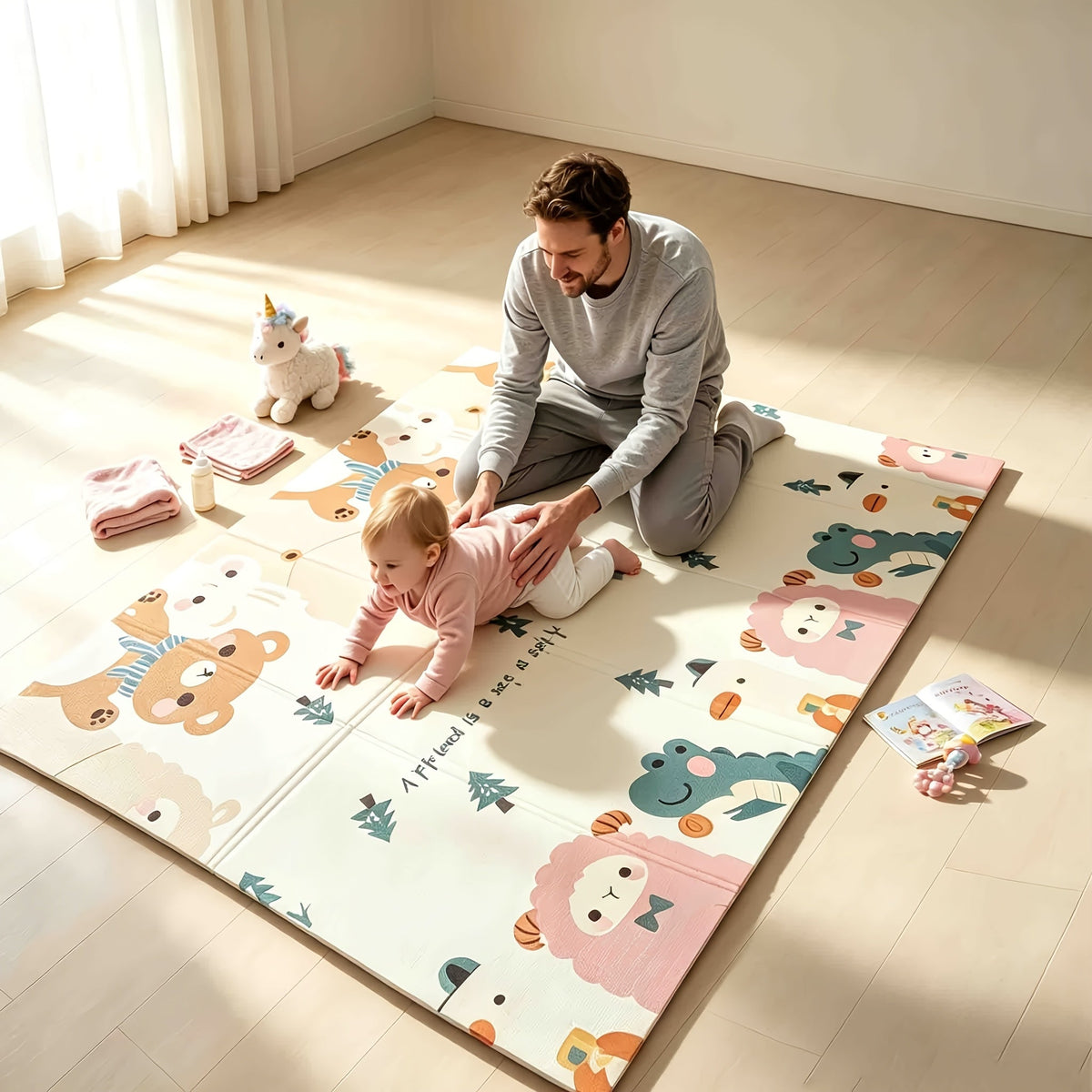 Foldable Double-Sided Baby Crawling Mat Shock-Absorbent Easy to Clean Large Play Mat for Crawling Walking Multi-Scene – Maiden's Dream Pattern