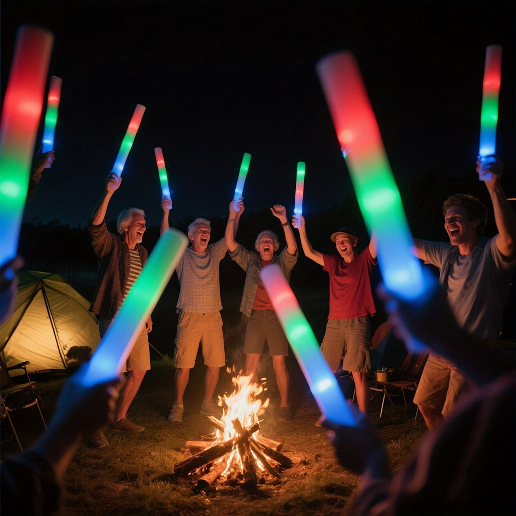 LED Foam Light Sticks Bulk Pack 28, 48 or 100 Pieces – 3-Mode Color Changing Flashing Glow Sticks for Parties, Weddings, Concerts, Birthdays, Halloween, Christmas, Camping and Cheering Events