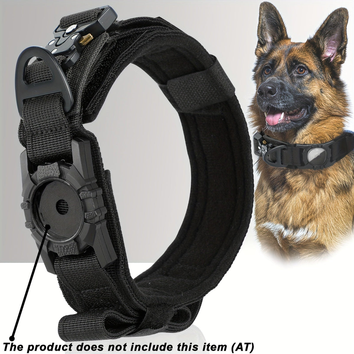 Tactical Dog Collar with GPS Holder - Military Style Heavy Duty Nylon Collar for All Breeds, Adjustable Secure Fit Training Collar, 5 Colors 4 Sizes (S/M/L/XL) for Large & Medium Dogs