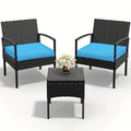3-Piece Outdoor Patio Wicker Rattan Furniture Set, 2 Bistro Conversation Chairs & Side Table, Weather-Resistant, Ergonomic Design, for Garden, Balcony, Patio, Deck & Yard