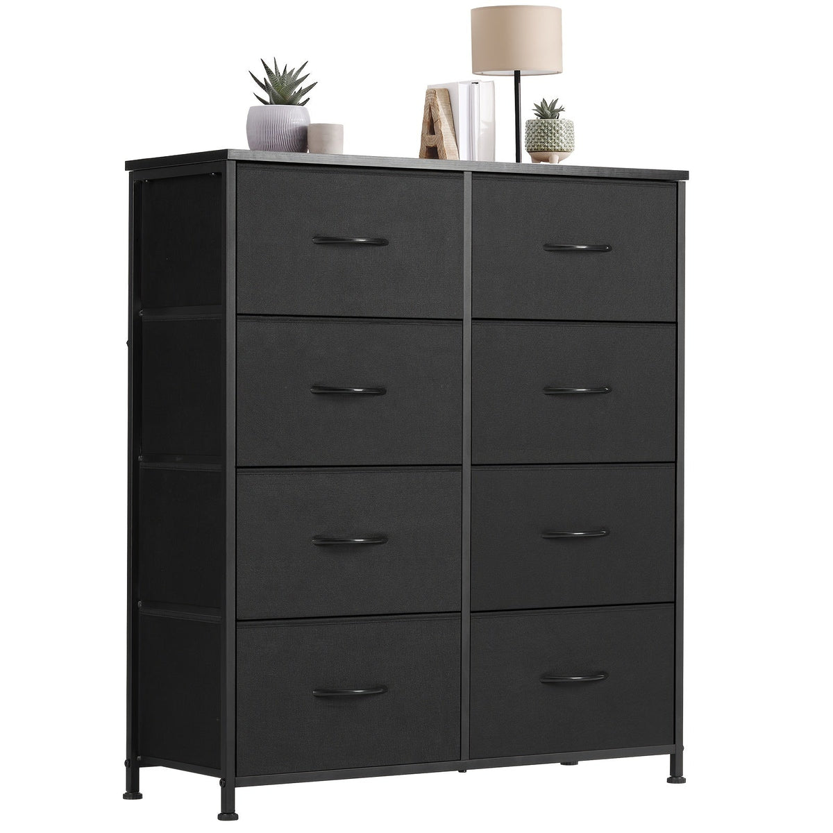8-Drawer Fabric Dresser with Metal Frame & Wood Tabletop – Clothes Storage Tower Chest Organizer for Bedroom Living Room Entryway