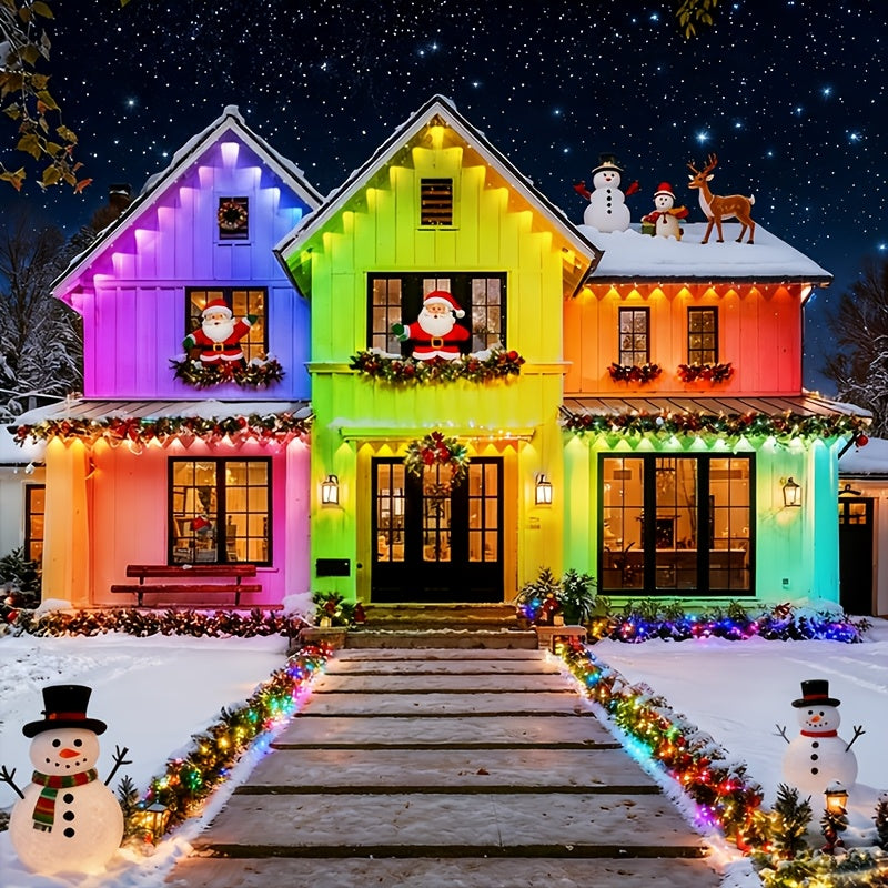 200FT Permanent Outdoor RGB Eave Lights, IP68 Waterproof, Smart App Control, 16 Million Colors, for Christmas Halloween Holidays Parties Garden Home Decoration, Year-Round Installation