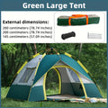 4-Person Pop-Up Camping Tent, Instant Setup with UV Protection, Insect Netting & Sunshade, Automatic Family Tent in Dark Green for Beach, Park, Camping, Hiking, and Outdoor Adventures, Featuring Sturdy Zippers & Support Poles