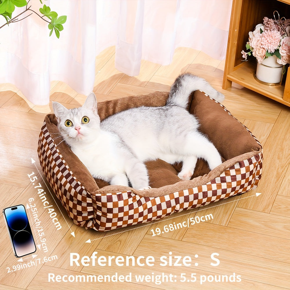 Cozy Plaid Dog Bed for Small, Medium, and Large Dogs - Ultra-Soft Polyester Plush Pet Mat, Ready to Use with No Assembly Required, Stylish All-Season Indoor Flat Dog Bed Lounger for All Breeds