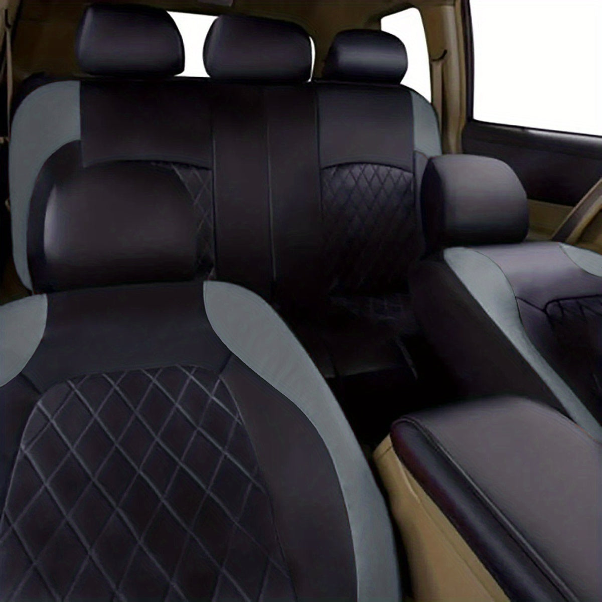PU Leather Car Seat Covers, Universal Fit, Waterproof, Quilted, All-Season, with Sponge Padding, for Cars, SUVs, Trucks, Gray/Black/Red/Blue, Single or 12-Piece Set