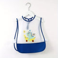 Toddler Feeding Bib with Extra-Large Catch Pocket, Adjustable Long Suspender Mealtime Bib for Kids Ages 1-4, Reusable Easy-Clean Preschool Mealtime Protector for Boys & Girls