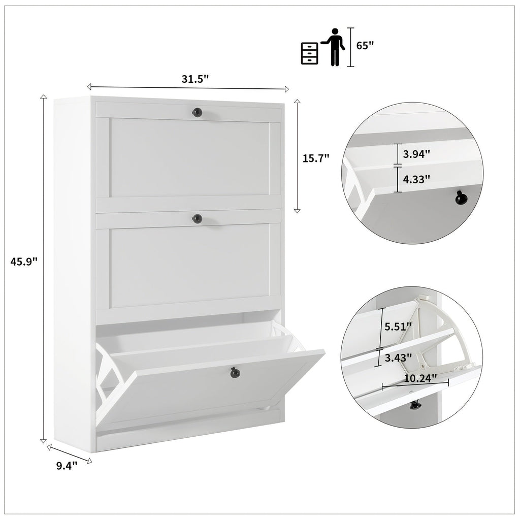 Flip Drawer Shoe Organizer with 2/3/4 Drawers, Space-Saving Shoe Rack Cabinet for Entryway Hallway Living Room Bedroom, Stackable Hidden Storage Shoe Box, Modern Home Shoe Storage Solution