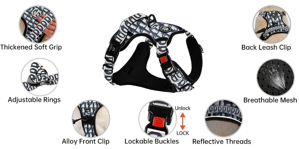 No-Pull Dog Harness Set with Retractable Leash, Seatbelt, and Collar – Fully Reflective, Adjustable, Breathable Vest Harness with Handle for Small & Large Dogs (XS–XL)